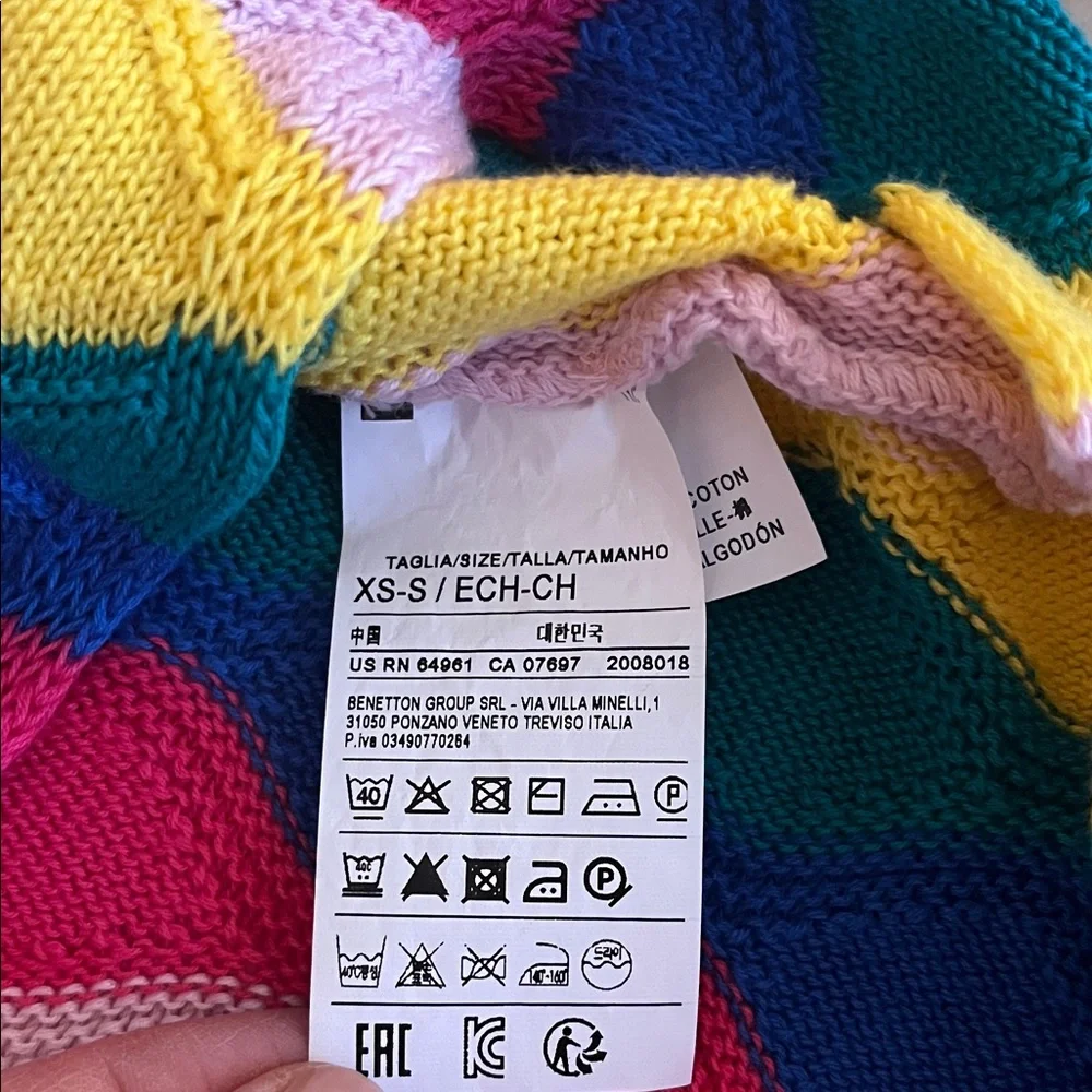 United Colors Of Benetton Multicolour Wavy Sweater Brand New XS/S - Picture 8 of 10